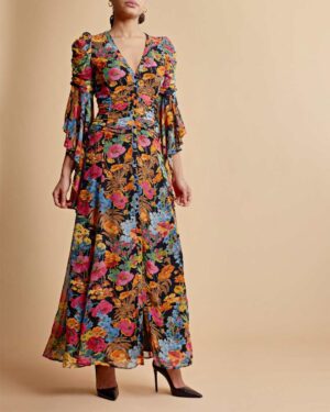 BY TI-MO GEORGETTE MAXI DRESS NIGHT BLOSSOM