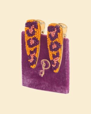 POWDER BEADED LEOPARD HAIRCLIPS