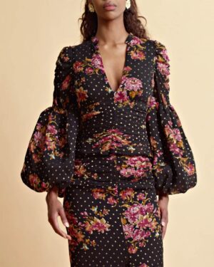 BY TI-MO GEORGETTE TOP AUTUMN BOUQUET