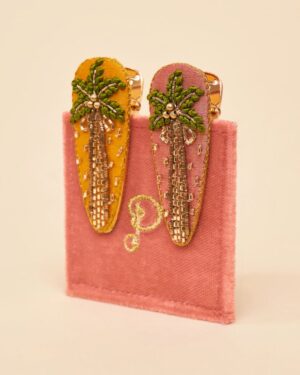 POWDER JEWELLED HAIR CLIPS PALM TREES