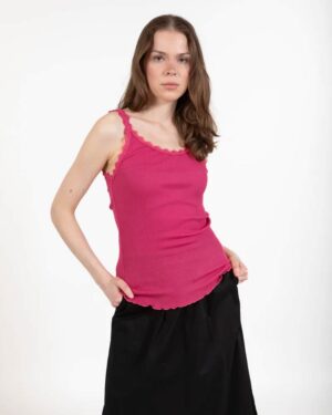 COSTER COPENHAGEN SILK LACE CAMISOLE  BERRY