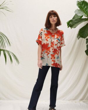 ONE HUNDRED STARS TEA BLOUSE ACER RED