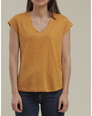 LA FEE MARABOUTEE DAVIA LINEN TEE - CURRY