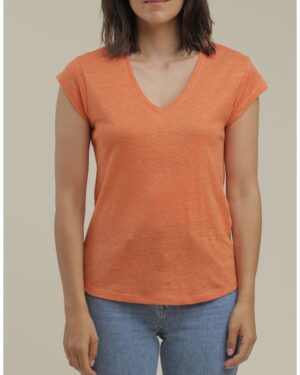 LA FEE MARABOUTEE DAVIA LINEN TEE - PUNCH