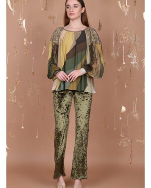 BL^NK ILANA TROUSERS GREEN VELVET