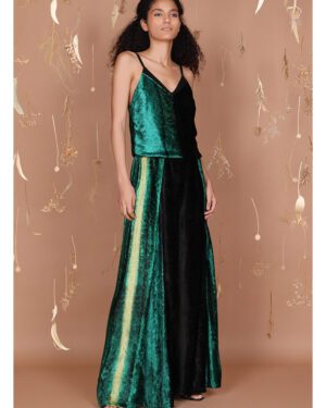 BL^NK HASMIK WIDELEG PANT GREEN VELVET