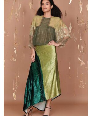 BL^NK EULALIE SKIRT GREEN VELVET