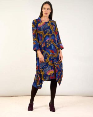 ONE HUNDRED STARS ASYMMETRIC DRESS CLIMBING PEACOCK ROYAL BLUE