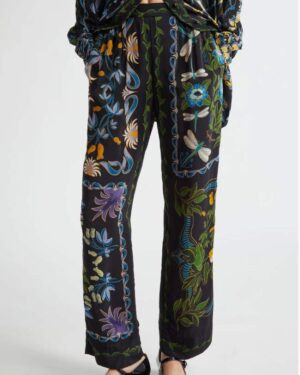 FARM RIO WINTER GARDEN PAJAMA PANT BLACK
