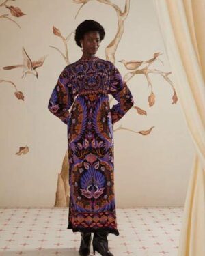 FARM RIO HEART FOREST MAXI DRESS - BLACK