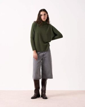 ABSOLUT CASHMERE CLARA ROLL-NECK SWEATER - ARTICHOKE