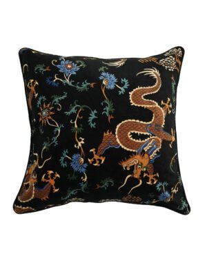 ONE HUNDRED STARS VELVET CUSHION DRAGON BLACK