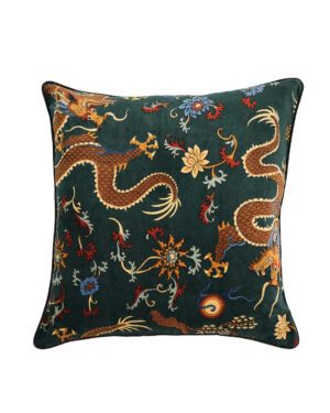 ONE HUNDRED STARS VELVET CUSHION DRAGON GREEN