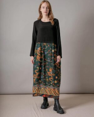 ONE HUNDRED STARS SLOUCH DRESS DRAGON GREEN