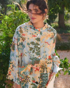 ONE HUNDRED STARS LINEN JACKET CHINA TREE AQUA