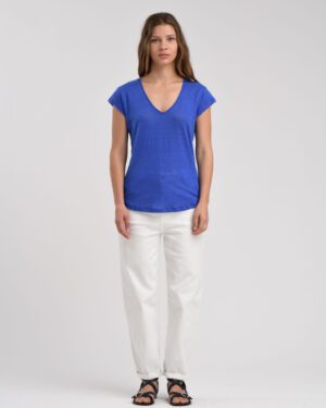 LA FEE MARABOUTEE DAVIA LINEN TEE ROYAL BLUE