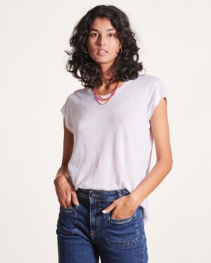LA FEE MARABOUTEE DAVIA LINEN TEE WHITE