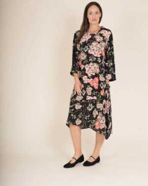 ONE HUNDRED STARS ASYMMETRIC DRESS TRAILING BLOSSOM