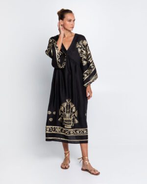GREEK ARCHAIC CRETE DRESS BLACK/GOLD