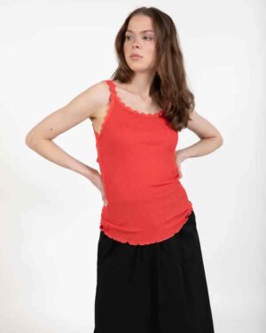 COSTER COPENHAGEN SILK LACE CAMISOLE POPPY  RED