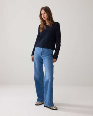 SUMMUM WOMAN JUMPER IN MACRAME KNIT MIDNIGHT BLUE