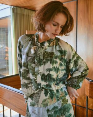 ONE HUNDRED STARS PUSSY BOW BLOUSE RIVERS AND TREES