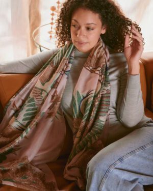 ONE HUNDRED STARS SCARF CRANE PLASTER PINK