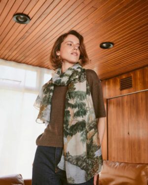 ONE HUNDRED STARS SCARF RIVERS AND TREES NATURAL