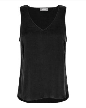 MOS MOSH ASTRID SILK V-NECK TOP BLACK