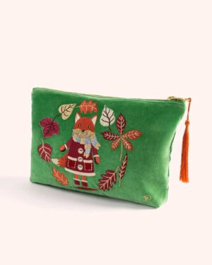 POWDER VELVET ZIP POUCH COSY FOX