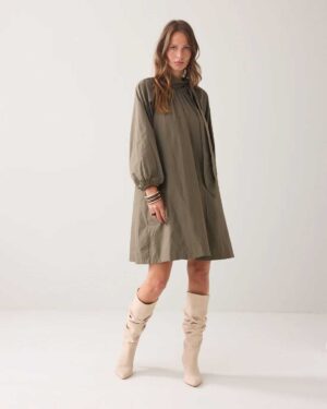 SUMMUM WOMAN A-LINE TAFFETA DRESS DARK CAMO