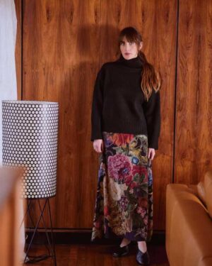 ONE HUNDRED STARS A-LINE MAXI SKIRT PRIMULA BLACK