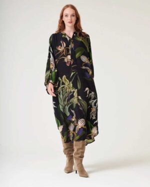 ONE HUNDRED STARS CREPE DARCY DRESS ORCHID BLACK