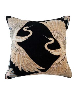 ONE HUNDRED STARS VELVET CUSHION CRANE BLACK