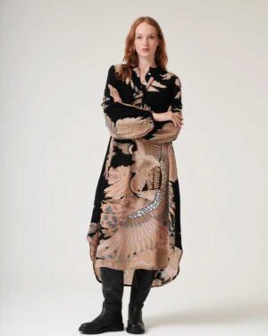 ONE HUNDRED STARS DARCY CREPE DRESS CRANE BLACK