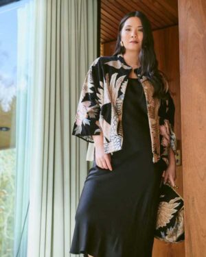 ONE HUNDRED STARS VELVET JACKET CRANE BLACK