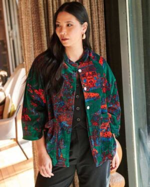 ONE HUNDRED STARS VELVET JACKET PAGODA FOREST