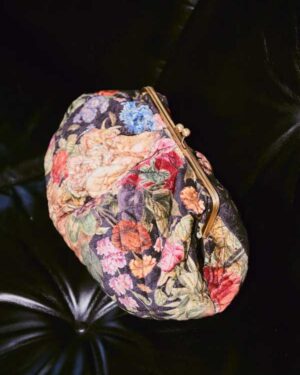 ONE HUNDRED STARS QUILTED VELVET KISS LOCK BAG PRIMULA BLACK