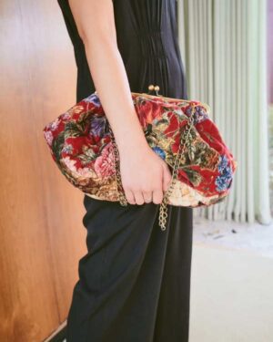 ONE HUNDRED STARS VELVET KISS LOCK BAG PRIMULA BERRY