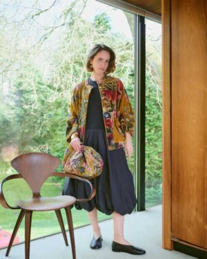 ONE HUNDRED STARS QUILTED VELVET KISS LOCK BAG PRIMULA GOLD