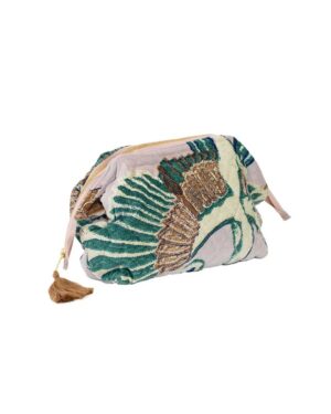 ONE HUNDRED STARS VELVET POUCH CRANE PLASTER PINK