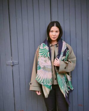 ONE HUNDRED STARS WOOL SCARF CRANE EMERALD