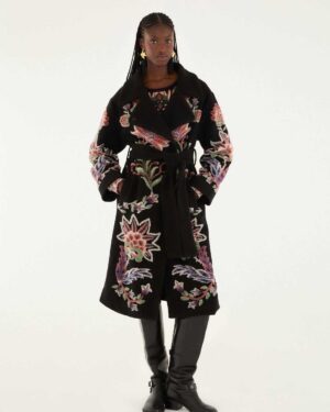 FARM RIO MARVELLOUS GARDEN FLEECE COAT BLACK