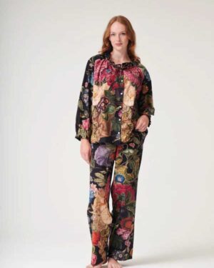 ONE HUNDRED STARS POPLIN PYJAMA SET PRIMULA BLACK