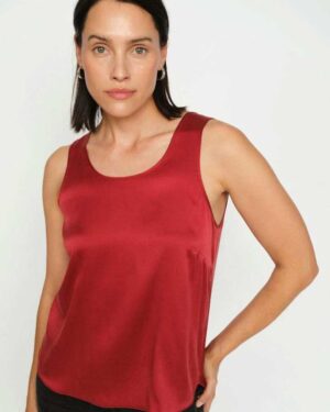 MOS MOSH ASTRID SILK TANK TOP RHYTHMIC RED