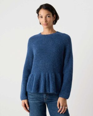 MOS MOSH THORA O-NECK FRILL KNIT ENSIGN BLUE