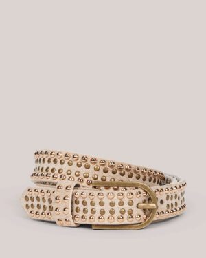 SUMMUM WOMAN LEATHER STUD BELT IVORY