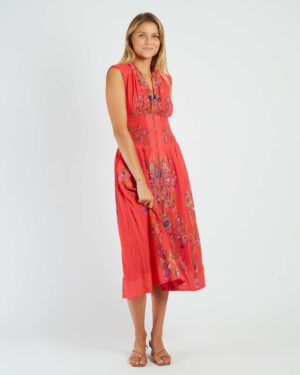 RENE DERHY MOUFETTE DRESS CORAL