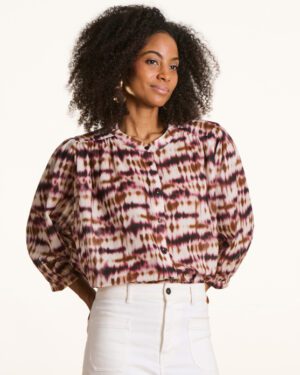 LA FEE MARABOUTEE DOUWINA BLOUSE CREAM AND BURGANDY