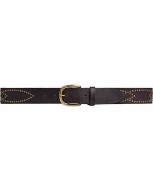 DEPECHE LEATHER JEANS STUDDED BELT 17162 DARK BROWN